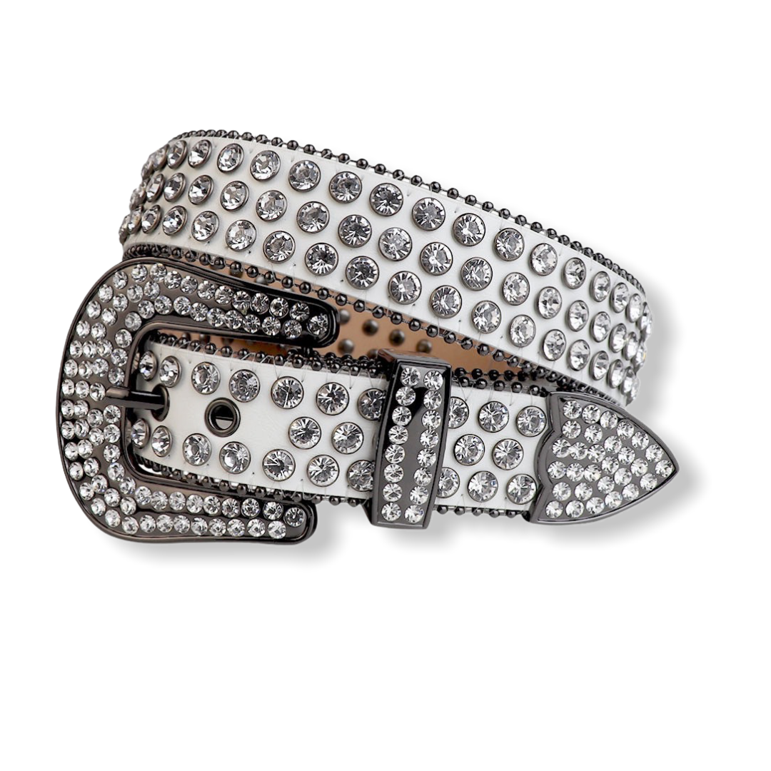 LUXE: White/Silver Crystal Belt #13